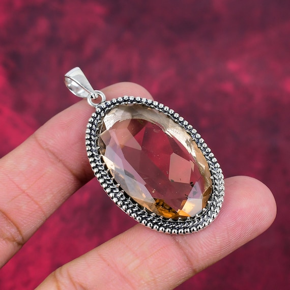Morganite Pendant, 925 Sterling Silver Jewelry, Handmade Jewelry, Gemstone Jewelry Handmade Pendant Adjustable Pendant Wedding Gifts.
