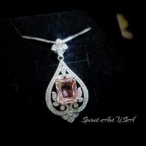Baguette Pink Morganite Necklace Gemstone Spiritual Flower 18kg Sterling Silver 4.5 Ct Rectangular Pink Morganite Pendant #824 Baguette Pink Morganite Necklace Gemstone Spiritual Flower 18kg Sterling Silver 4.5 Ct Rectangular Pink Morganite Pendant #824