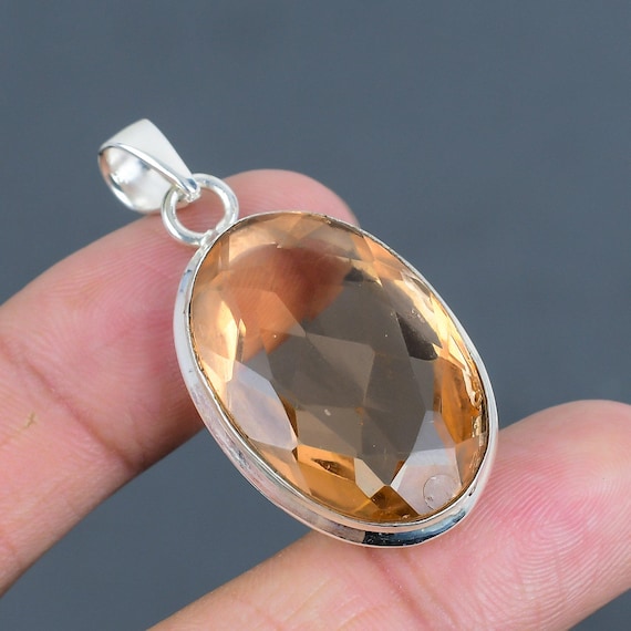 Faceted Morganite Pendant: Handmade 925 Sterling Silver Gemstone Jewelry