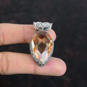 Faceted Pear Morganite Pendant: Handmade 925 Sterling Silver Vintage Jewelry Faceted Pear Morganite Pendant: Handmade 925 Sterling Silver Vintage Jewelry