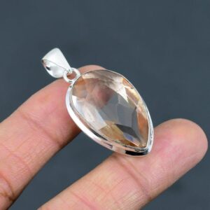 Handmade Pear Morganite Pendant: 925 Sterling Silver Gemstone Jewelry Handmade Pear Morganite Pendant: 925 Sterling Silver Gemstone Jewelry