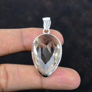 Handmade Pear Morganite Pendant: Boho Sterling Silver Gemstone Jewelry Handmade Pear Morganite Pendant: Boho Sterling Silver Gemstone Jewelry