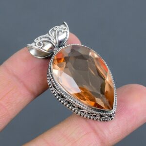 Handmade Pear Morganite Pendant: Vintage 925 Sterling Silver Jewelry Handmade Pear Morganite Pendant: Vintage 925 Sterling Silver Jewelry