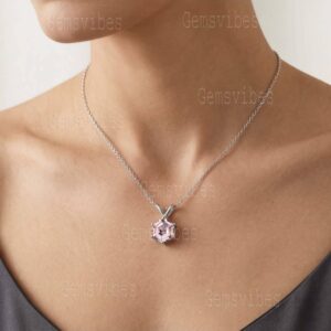 Hexagon Morganite Pendant, Pink Gemstone, 925 Sterling Silver, November Birthstone Everyday Jewelry Hexagon Morganite Pendant, Pink Gemstone, 925 Sterling Silver, November Birthstone Everyday Jewelry