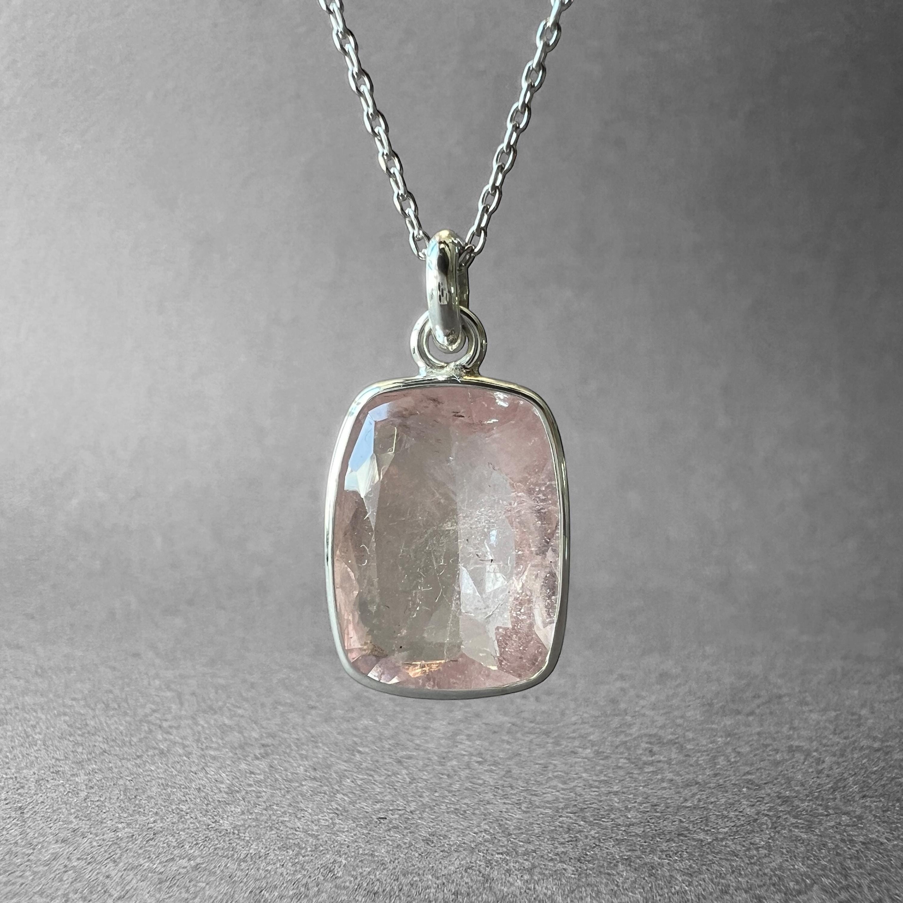 Natural Pink Morganite Silver Pendant, Elegant Design Pink Beryl Necklace, One-of-a-kind Pieces From Turkuaznaturalstones