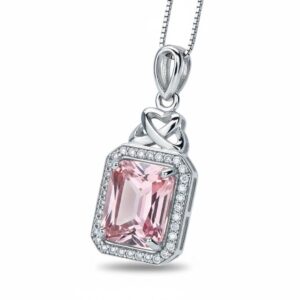 Morganite Necklace - Rectangle Scissor Pink Morganite Pendant - 18kgp @ Sterling Silver - Morganite Jewelry #961 Morganite Necklace - Rectangle Scissor Pink Morganite Pendant - 18kgp @ Sterling Silver - Morganite Jewelry #961
