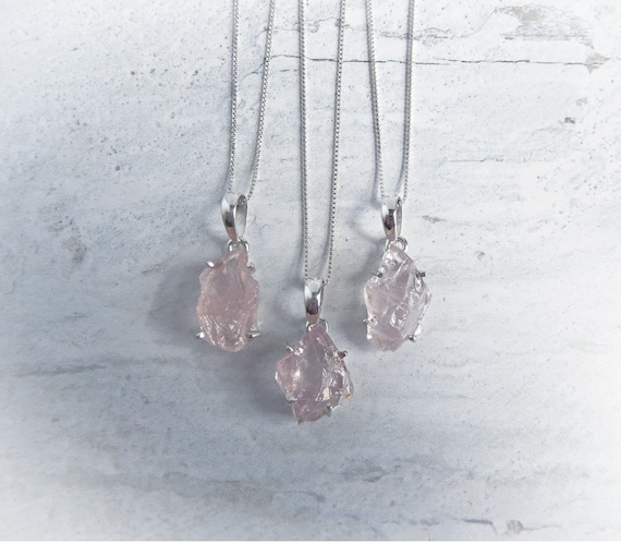 Morganite Necklace Sterling Silver • Morganite Pendant • Raw Morganite Necklace • Gift For Her • Rough Gemstone Necklace • March Birthstone