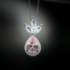 Morganite Necklace - Three Petal Style Morganite Pendant - 18kgp @ Sterling Silver #420 Morganite Necklace - Three Petal Style Morganite Pendant - 18kgp @ Sterling Silver #420