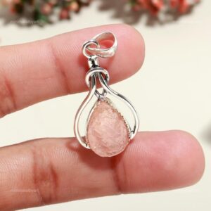 Pear Morganite Pendant: 925 Sterling Silver Bezel Setting Pear Morganite Pendant: 925 Sterling Silver Bezel Setting