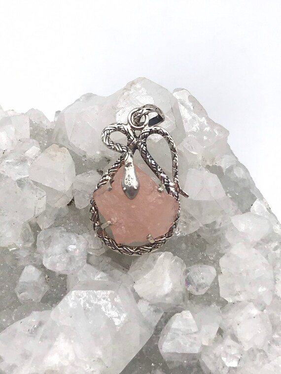 Snake - Rough Morganite Pendant