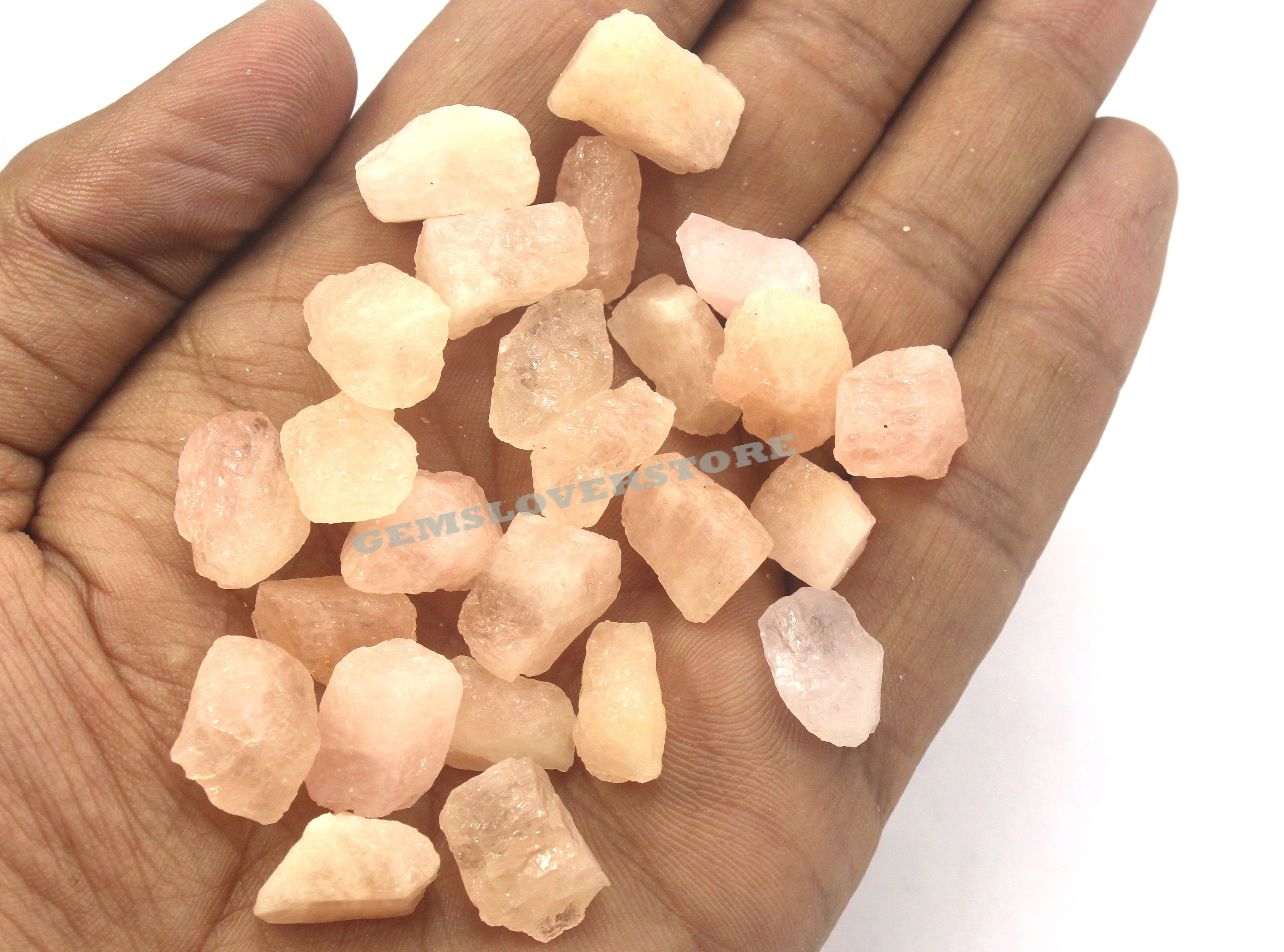 10 Raw Pink Morganite Crystals: Natural Gemstone Rough (12-16 Mm) 10 Raw Pink Morganite Crystals: Natural Gemstone Rough (12-16 Mm)