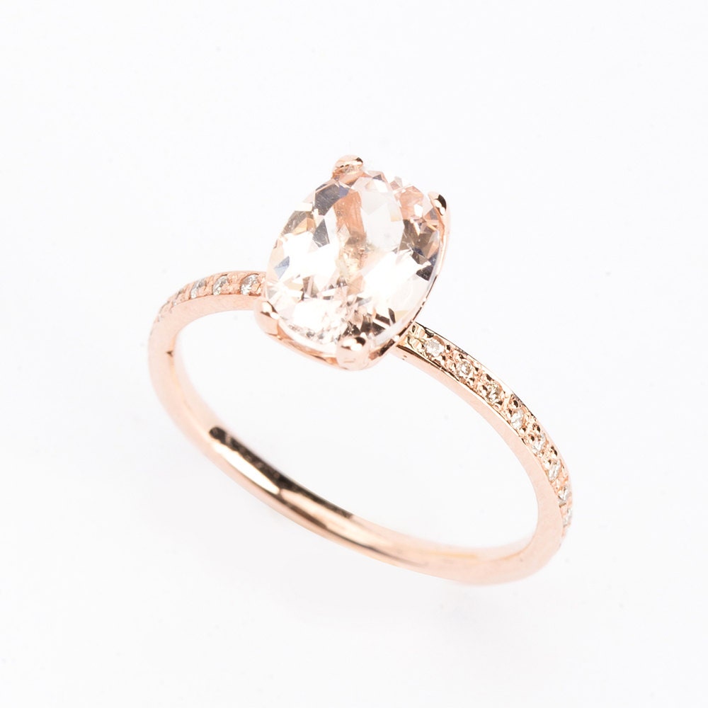 1 Ct Oval Pink Morganite Diamond Pave Ring (size: 4.5) Last One!