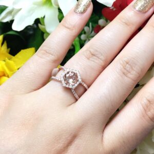 14K Rose Gold Hexagon Morganite Diamond Engagement Ring