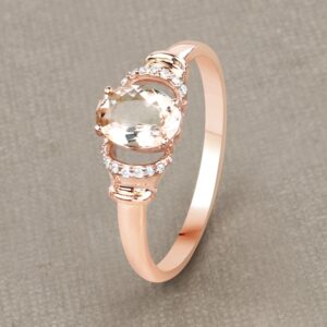 Morganite Ring, 14k Rose Gold Morganite And Diamond Ring, Pink Morganite Ring, Minimalist Ring, Dainty Morganite Ring, Pink Morganite Ring