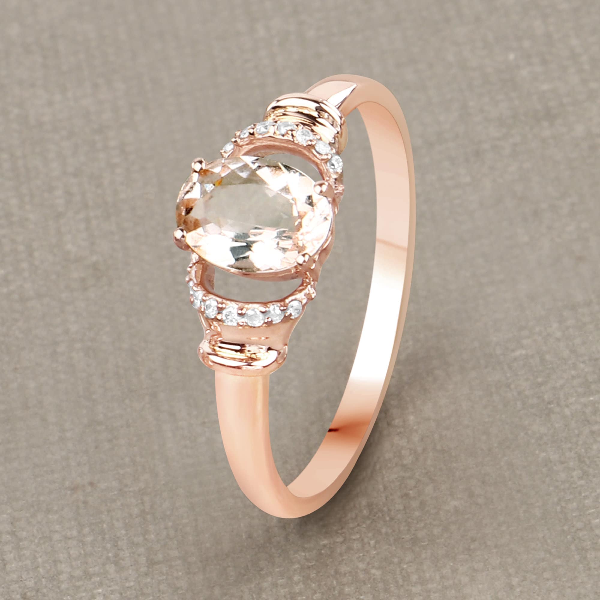 Morganite Ring, 14k Rose Gold Morganite And Diamond Ring, Pink Morganite Ring, Minimalist Ring, Dainty Morganite Ring, Pink Morganite Ring