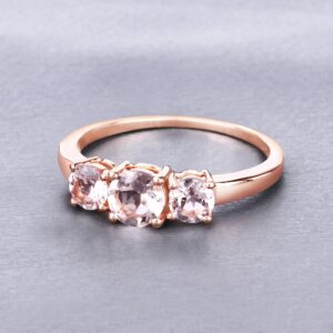 Morganite, Morganite Ring, Morganite 3 Stone Ring, Pink Morganite Ring, Rose Gold Morganite Ring, Anniversary Present, Gift For Her