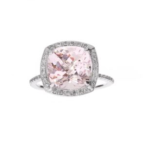 Cushion Cut Morganite Diamond Halo Ring Cushion Cut Morganite Diamond Halo Ring