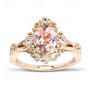 Natural Morganite Engagement Ring For Women Vintage Morganite Wedding Ring Antique Floral Style Bridal Ring Unique Anniversary Gift For Her Natural Morganite Engagement Ring For Women Vintage Morganite Wedding Ring Antique Floral Style Bridal Ring Unique Anniversary Gift For Her