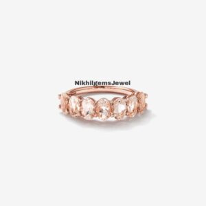 Oval Morganite and Diamond Halo Ring: Rose Gold Engagement Ring