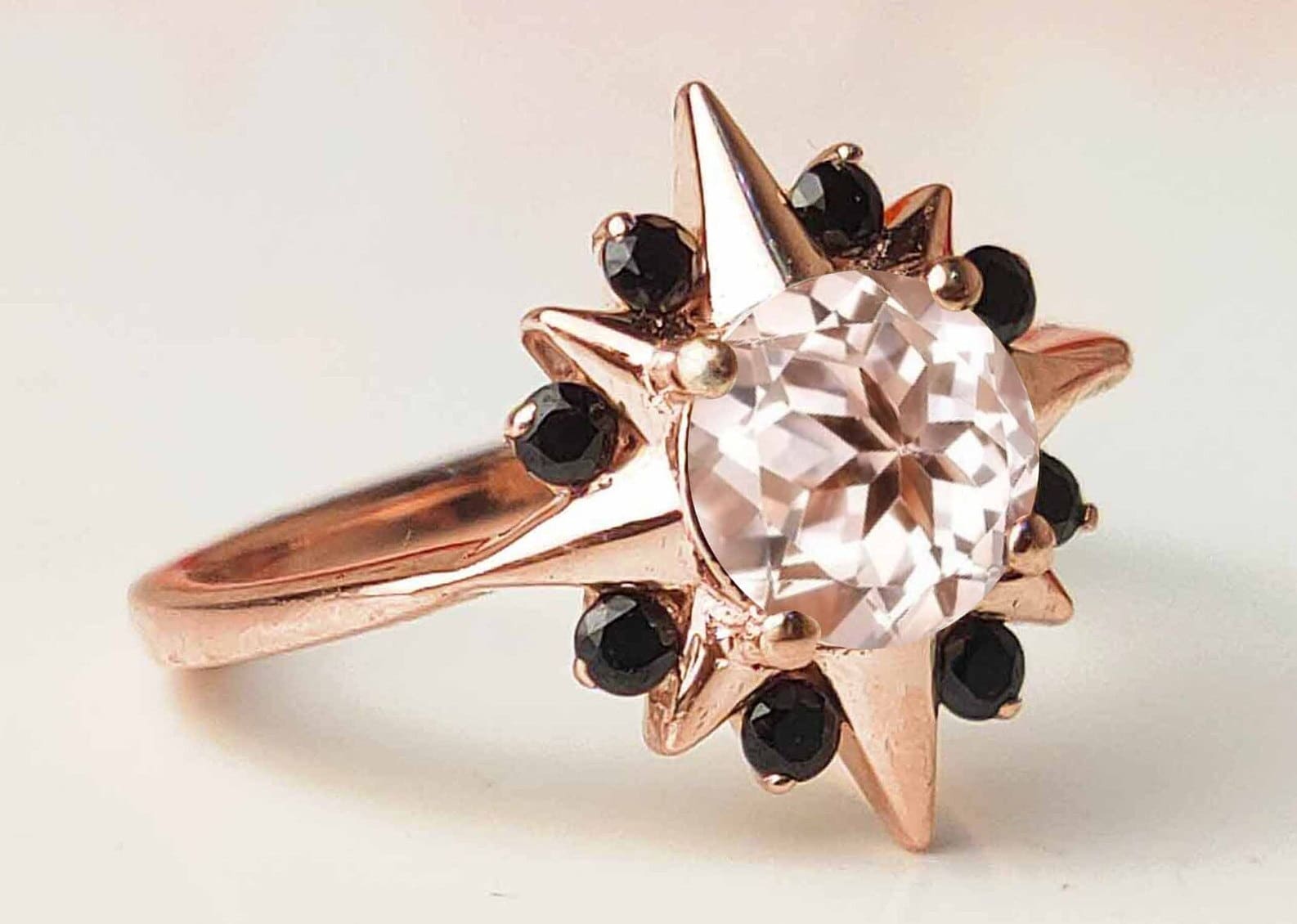 Peach Morganite Engagement Ring Art Deco Snowflake Wedding Ring 14k Rose Gold Vintage Bridal Promise Ring Antique Anniversary Ring For Women Peach Morganite Engagement Ring Art Deco Snowflake Wedding Ring 14k Rose Gold Vintage Bridal Promise Ring Antique Anniversary Ring For Women