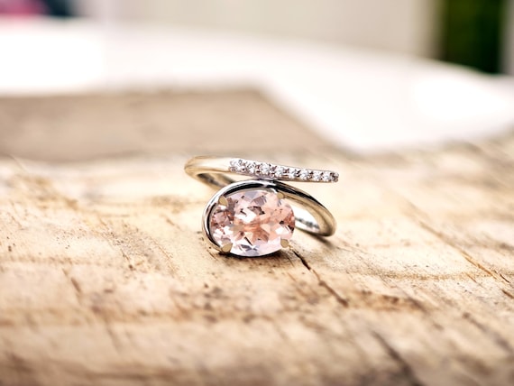 Peach Pink Morganite Engagement Ring For Her 14k Gold Morganite Wedding Ring Art Deco Pink Gemstone Ring Oval Cut Morganite Statement Ring Peach Pink Morganite Engagement Ring For Her 14k Gold Morganite Wedding Ring Art Deco Pink Gemstone Ring Oval Cut Morganite Statement Ring