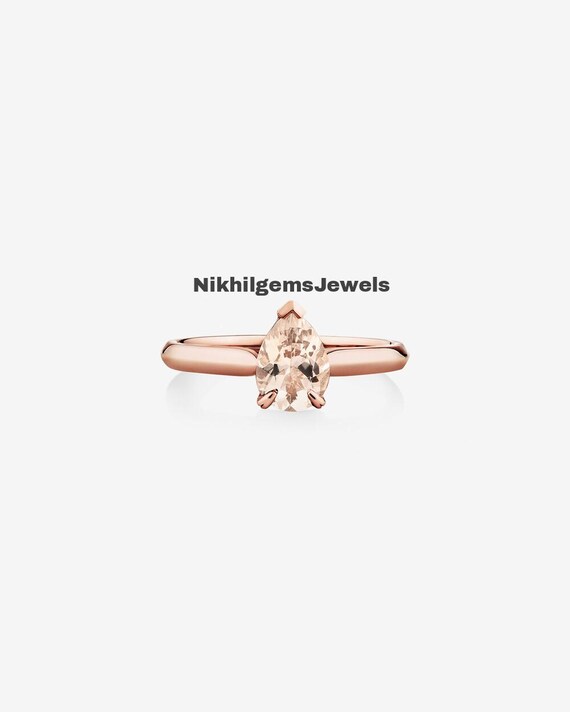 Pear Morganite Engagement Ring: Diamond Halo, Rose Gold, Sterling Silver Pear Morganite Engagement Ring: Diamond Halo, Rose Gold, Sterling Silver