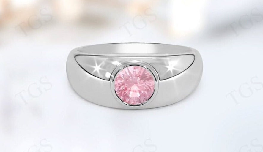 Pink Morganite Solitaire Engagement Ring Sterling Silver Morganite Signet Ring For Her Round Cut Morganite Statement Ring Anniversary Gift Pink Morganite Solitaire Engagement Ring Sterling Silver Morganite Signet Ring For Her Round Cut Morganite Statement Ring Anniversary Gift