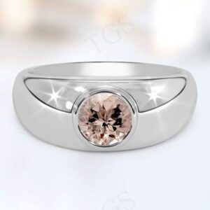 Round Cut Morganite Solitaire Engagement Ring 925 Silver Morganite Wedding Anniversary Ring Unique Statement Ring Signet Ring For Women Round Cut Morganite Solitaire Engagement Ring 925 Silver Morganite Wedding Anniversary Ring Unique Statement Ring Signet Ring For Women