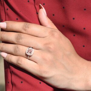Vintage Cushion Morganite Bridal Ring, 14K Gold Engagement Ring