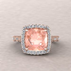 Vintage Cushion Cut Ring, Genuine Morganite, Cathedral Marquise Shank, Lifetime Care Plan Included, Genuine Gems And Diamonds Ls5650 Vintage Cushion Cut Ring, Genuine Morganite, Cathedral Marquise Shank, Lifetime Care Plan Included, Genuine Gems And Diamonds Ls5650