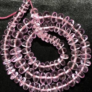 AAAA Quality~Very Beautiful••Pink Morganite Colour Smooth Rondelle Shape Beads••6-9 mm 18” Morganite Colour Gemstone Beads••Pink Colour bead