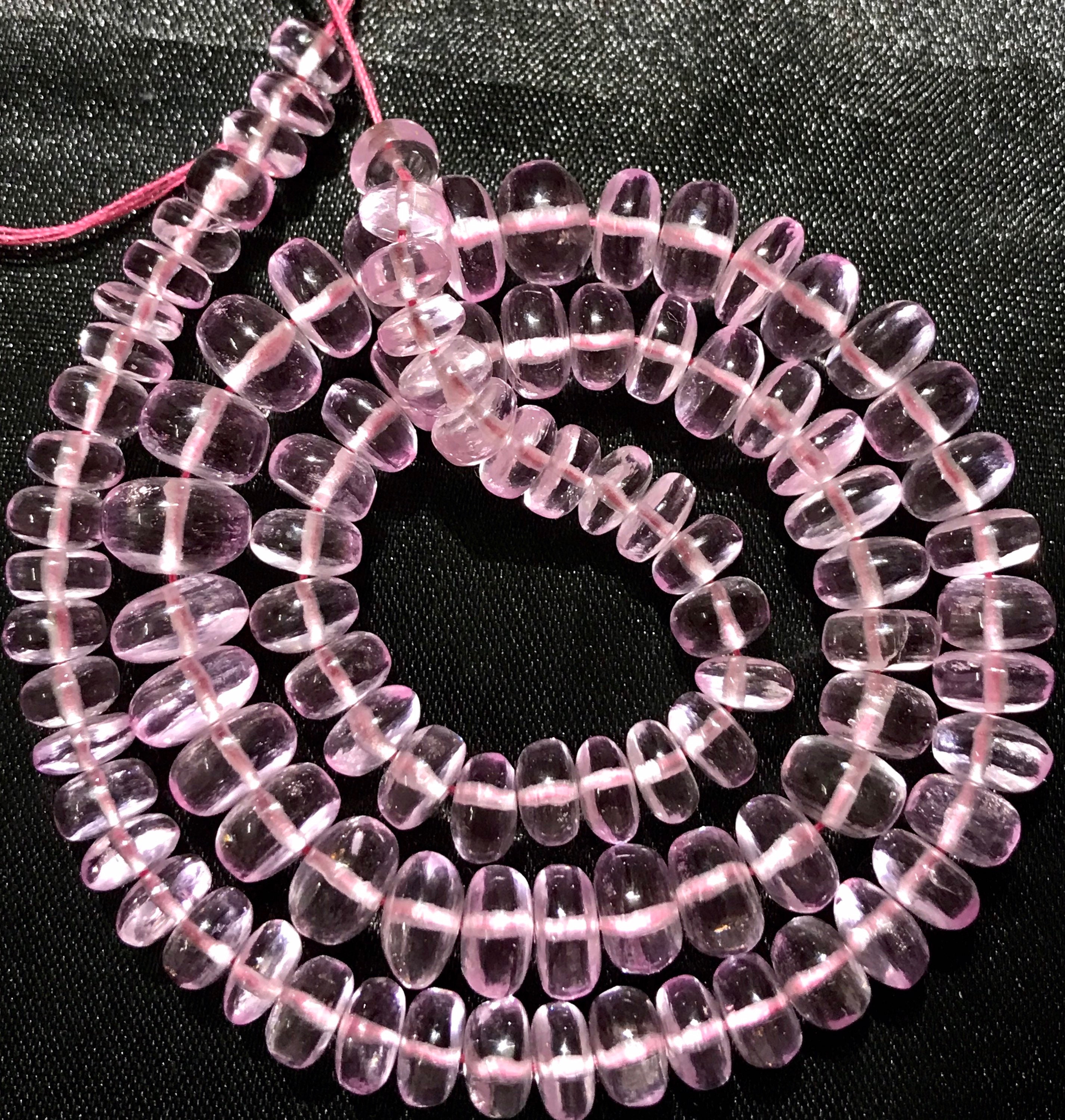 Aaaa Quality~very Beautiful••pink Morganite Colour Smooth Rondelle Shape Beads••6-9 Mm 18” Morganite Colour Gemstone Beads••pink Colour Bead