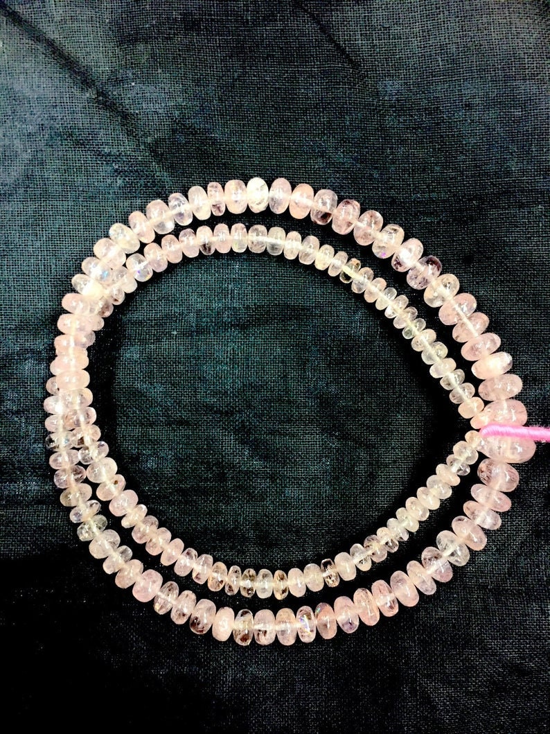 Natural Smooth 18" Strand Pink Morganite Rondelle Beads 5-8mm Gemstone Beads Wholesale Price Beads