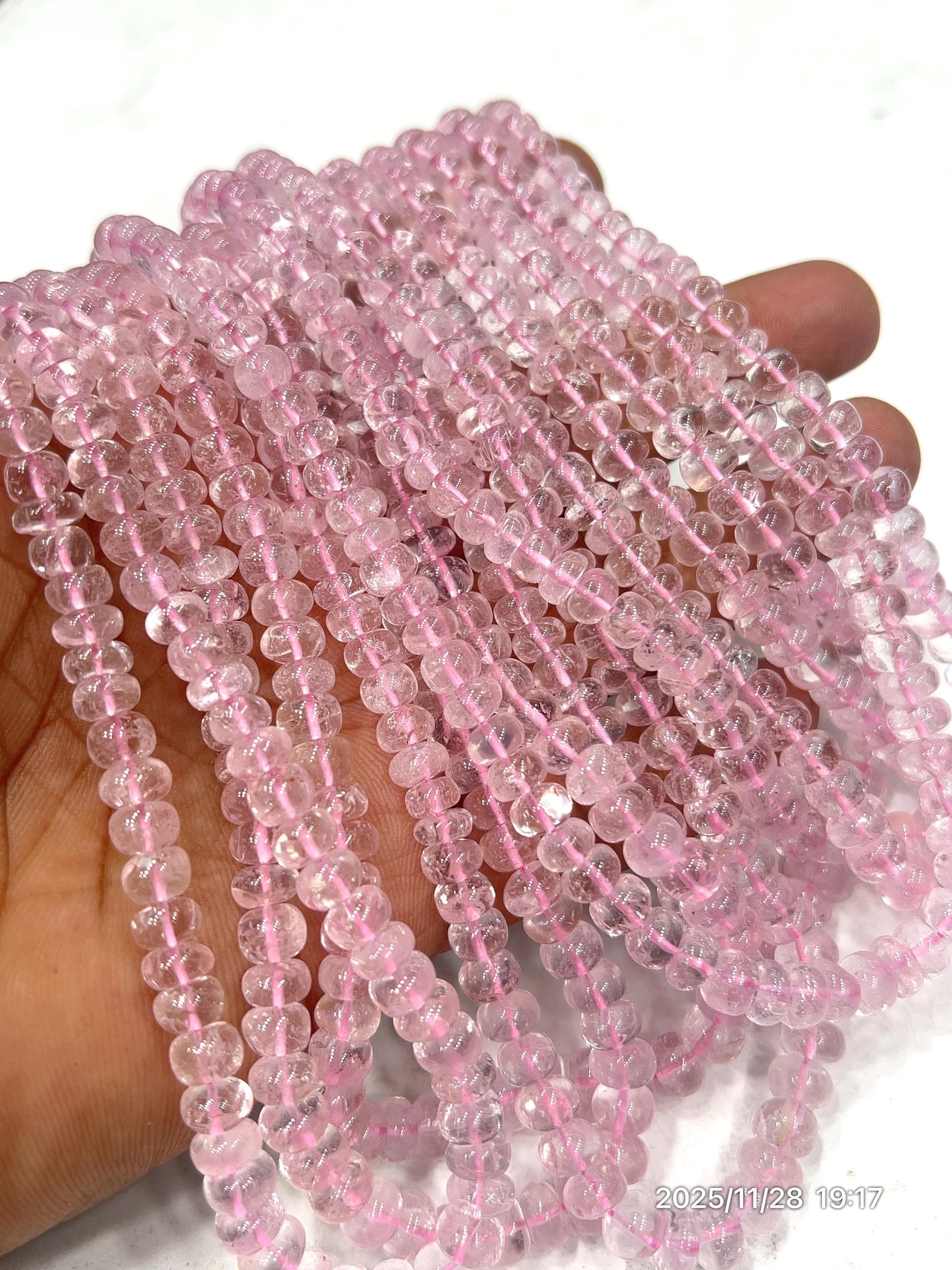 Pink Morganite Rondelle Beads 5-8mm Graduated, Natural Gemstone Jewelry Making Supplies