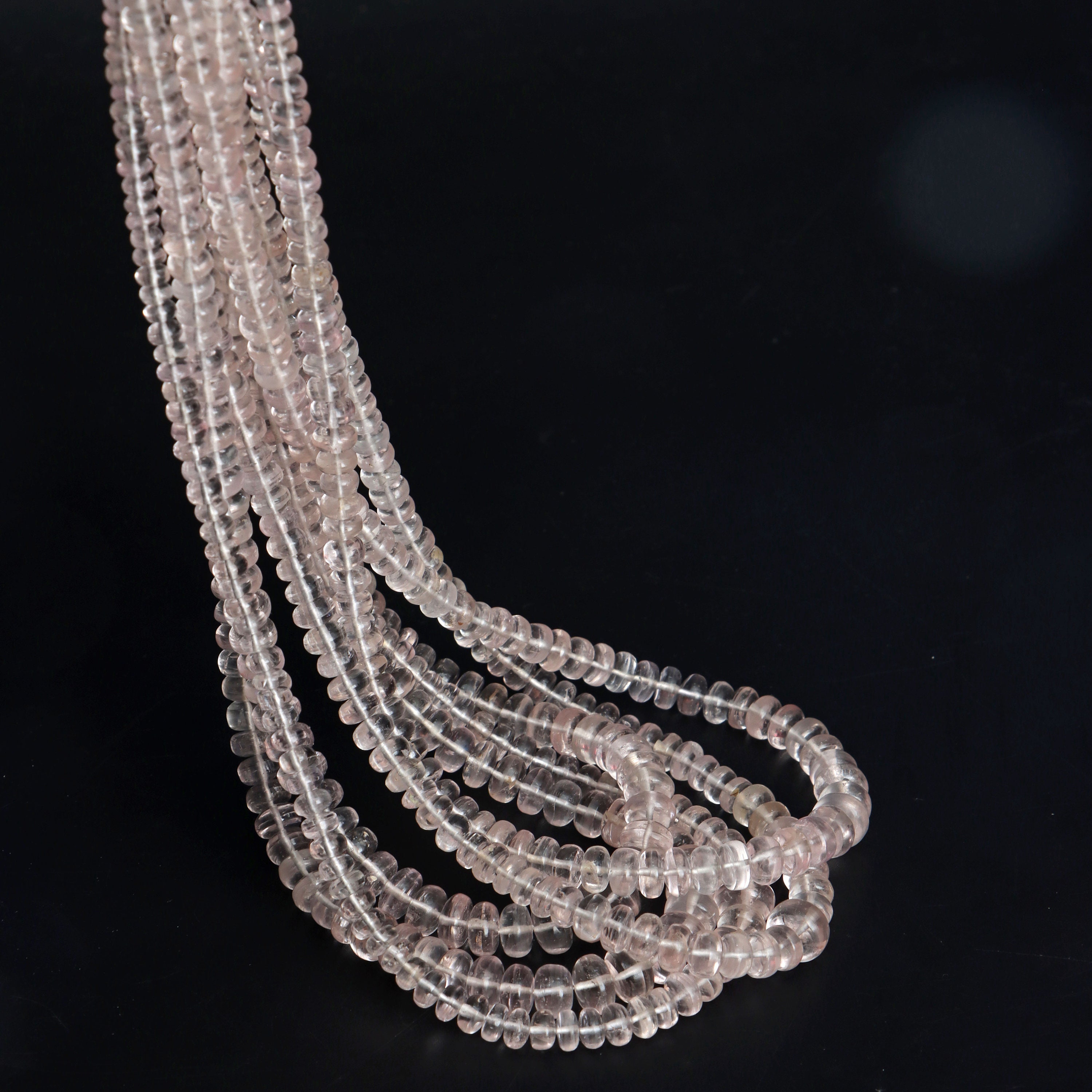 Morganite Smooth Rondelle Beads, 4 Mm To 9 Mm, Morganite Jewelry Making Beads, 8 Inches / 18 Inches Full Strand, Price Per Strand