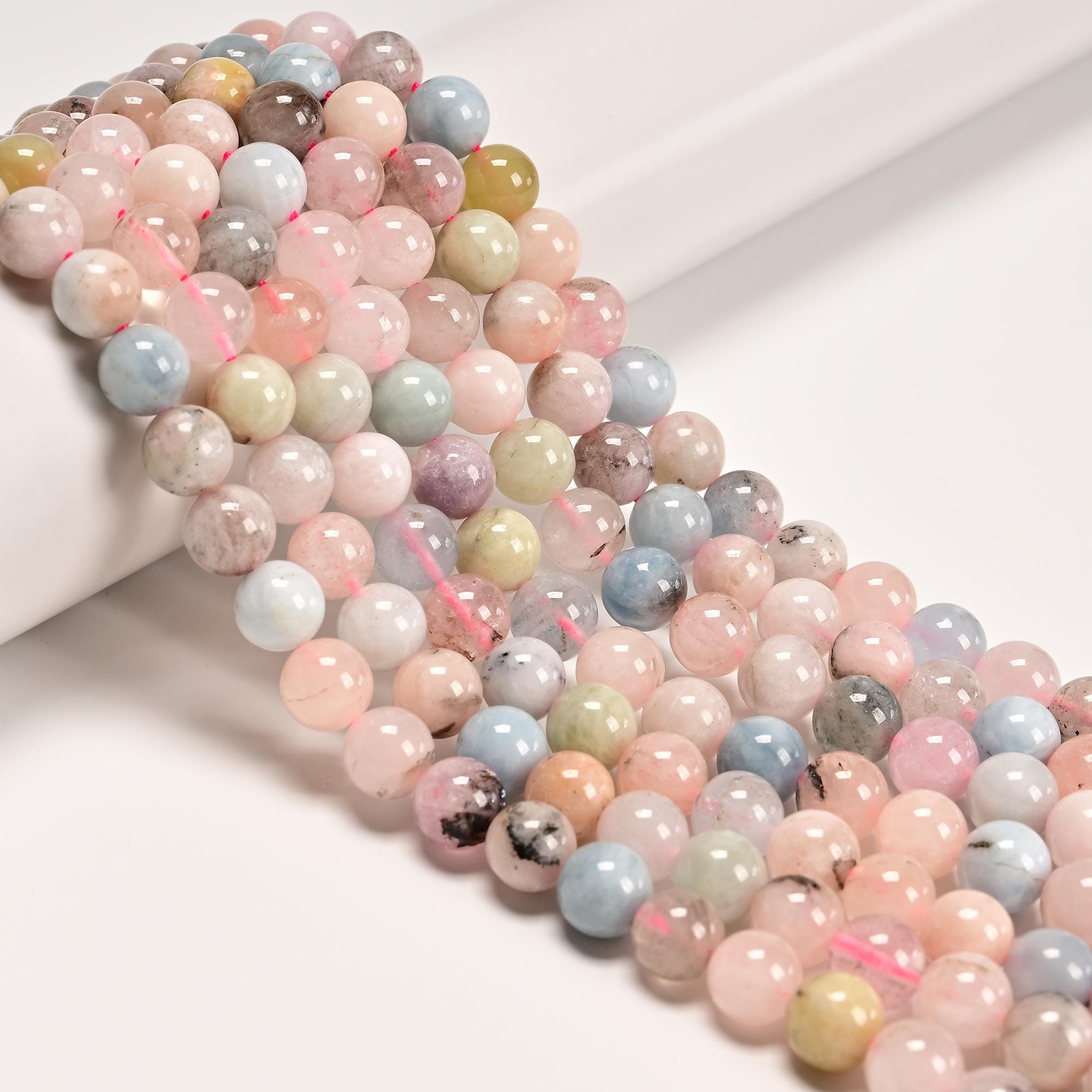 01 Natural Morganite Smooth Round Beads Size 6mm 8mm 9mm 15.5" Strand 01 Natural Morganite Smooth Round Beads Size 6mm 8mm 9mm 15.5" Strand