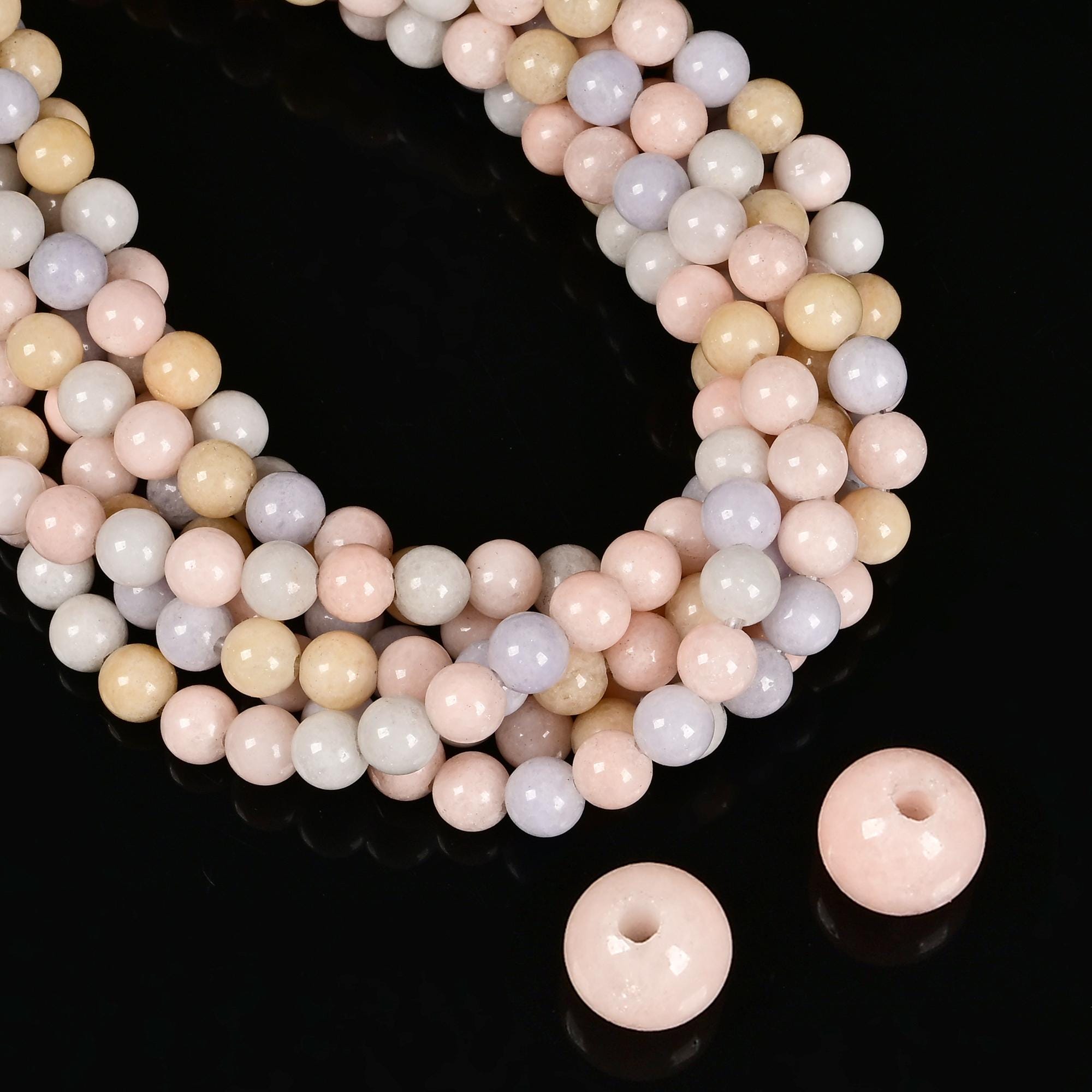 2.0mm Hole Natural Morganite Smooth Round Beads Size 8mm 10mm 15.5" Strand