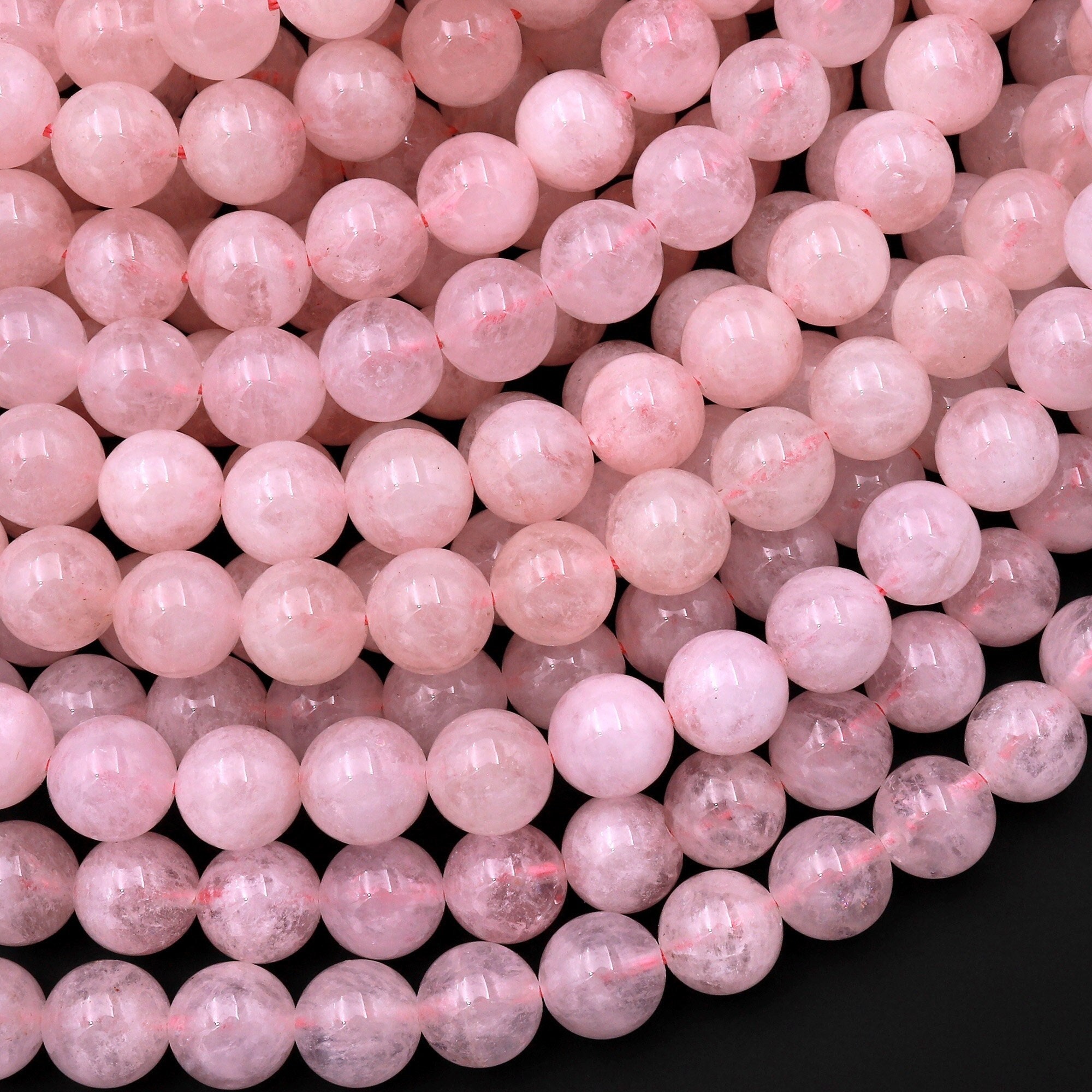 Aa Natural Morganite Beads Smooth 6mm 8mm 10mm Round Beads Pink Beryl Aquamarine Gemstone 15.5" Strand