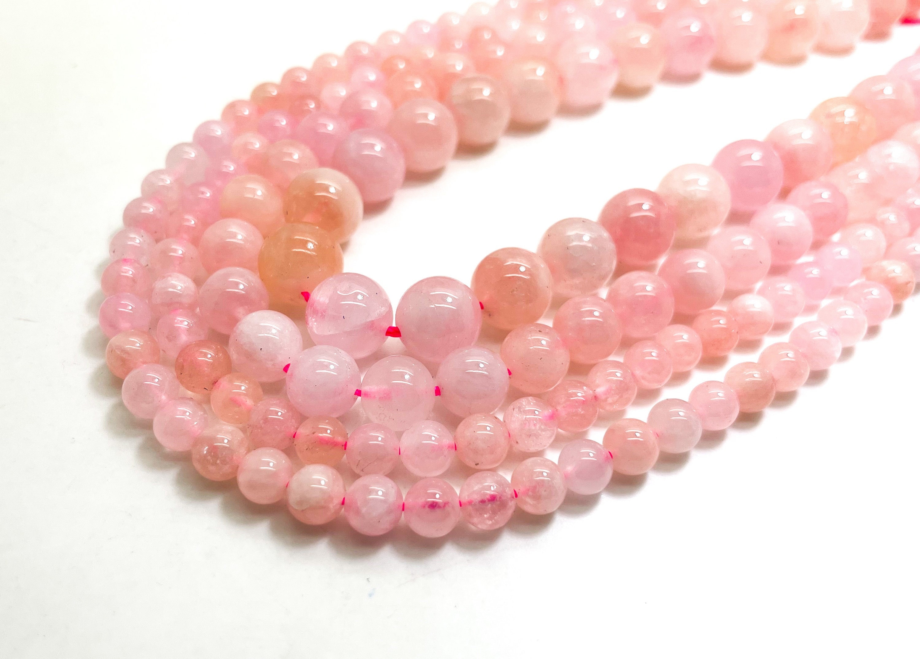 Aaa High Quality Natural Pink Morganite Smooth Polished Round 6mm 8mm 10mm Gemstone Beads - Rn192