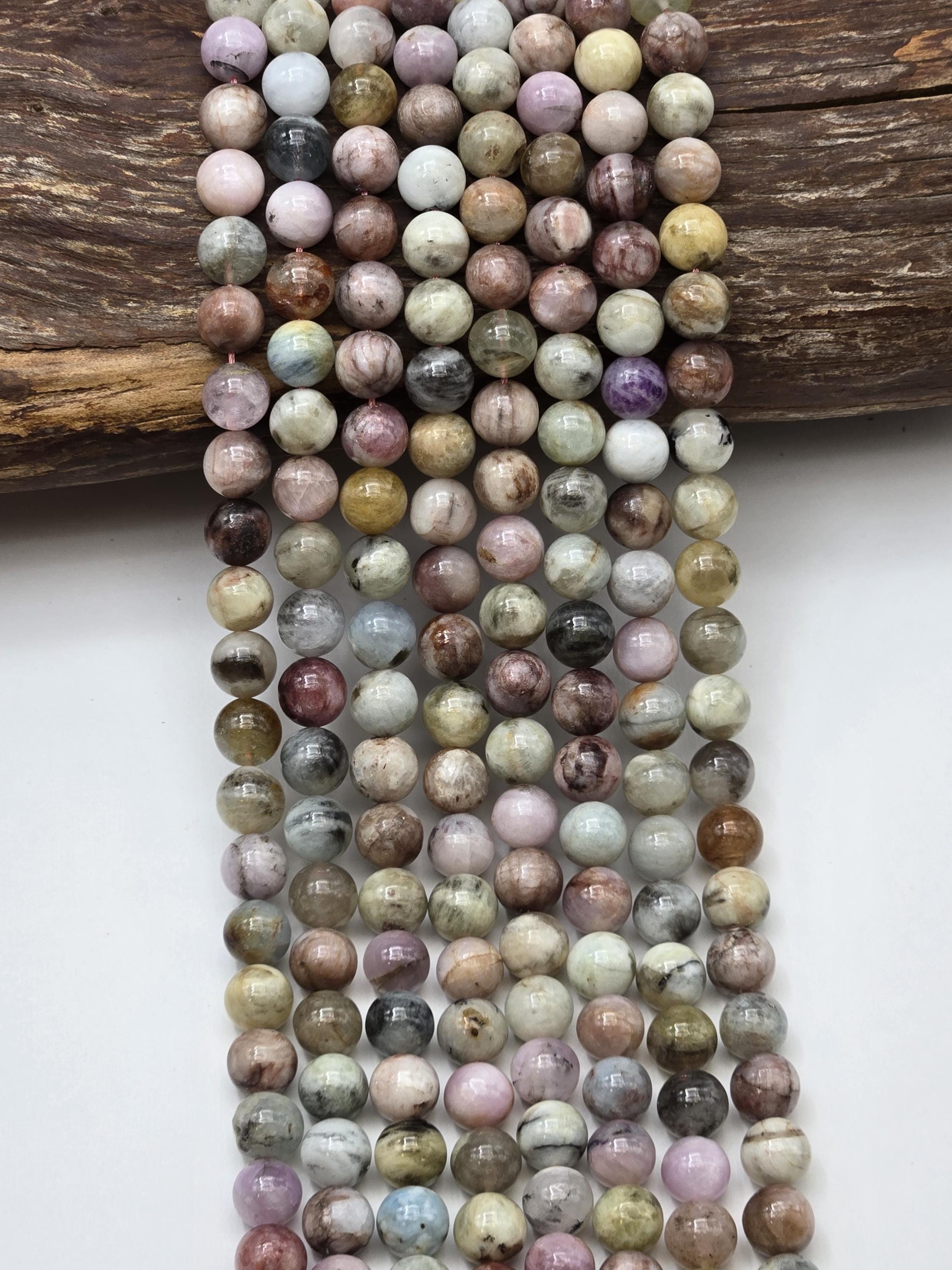 Natural Morganite Beads. Beautiful Multicolor. Round Smooth Beads. Gorgeous Natural Color 10mm, 8mm, 6mm. Full Strand 15.5”