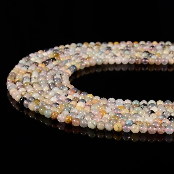 Natural Morganite Gemstone 4mm Round Beads 15 Inch Full Strand Bulk Lot 1,2,6,12 And 50 (80020684-p118)