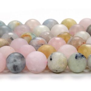 Natural Matte Morganite Gemstone Grade A Round 5MM 6MM Loose Beads (D409) Natural Matte Morganite Gemstone Grade A Round 5MM 6MM Loose Beads (D409)