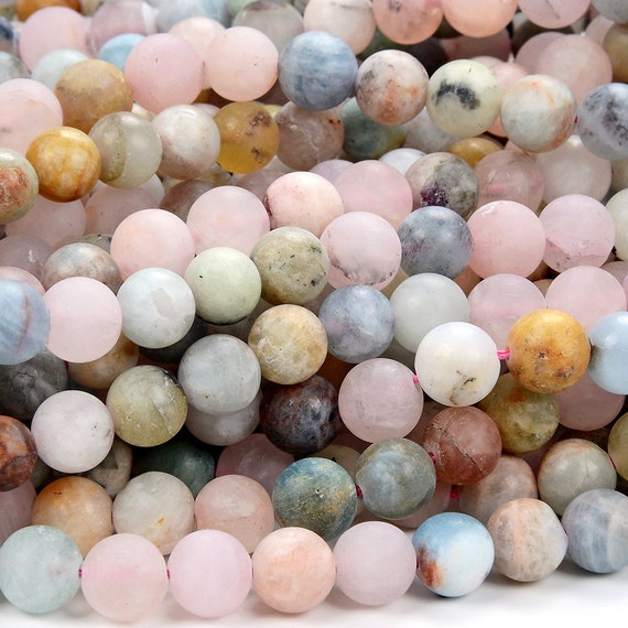 Natural Matte Morganite Gemstone Grade A Round 5mm 6mm 8mm Loose Beads Bulk Lot 1,2,6,12 And 50 (d409)