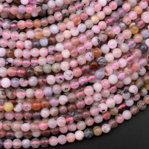 Natural Morganite Pink Aquamarine 4mm Round Beads Variegated Natural Pink Beryl Aquamarine Gemstone 15.5" Strand Natural Morganite Pink Aquamarine 4mm Round Beads Variegated Natural Pink Beryl Aquamarine Gemstone 15.5" Strand
