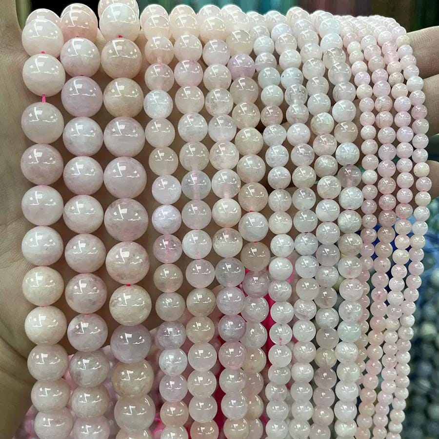Natural Pink Morganite Gemstone Smooth Round Beads,6mm 8mm 10mm Morganite Beads Wholesale Supply,one Strand 15"