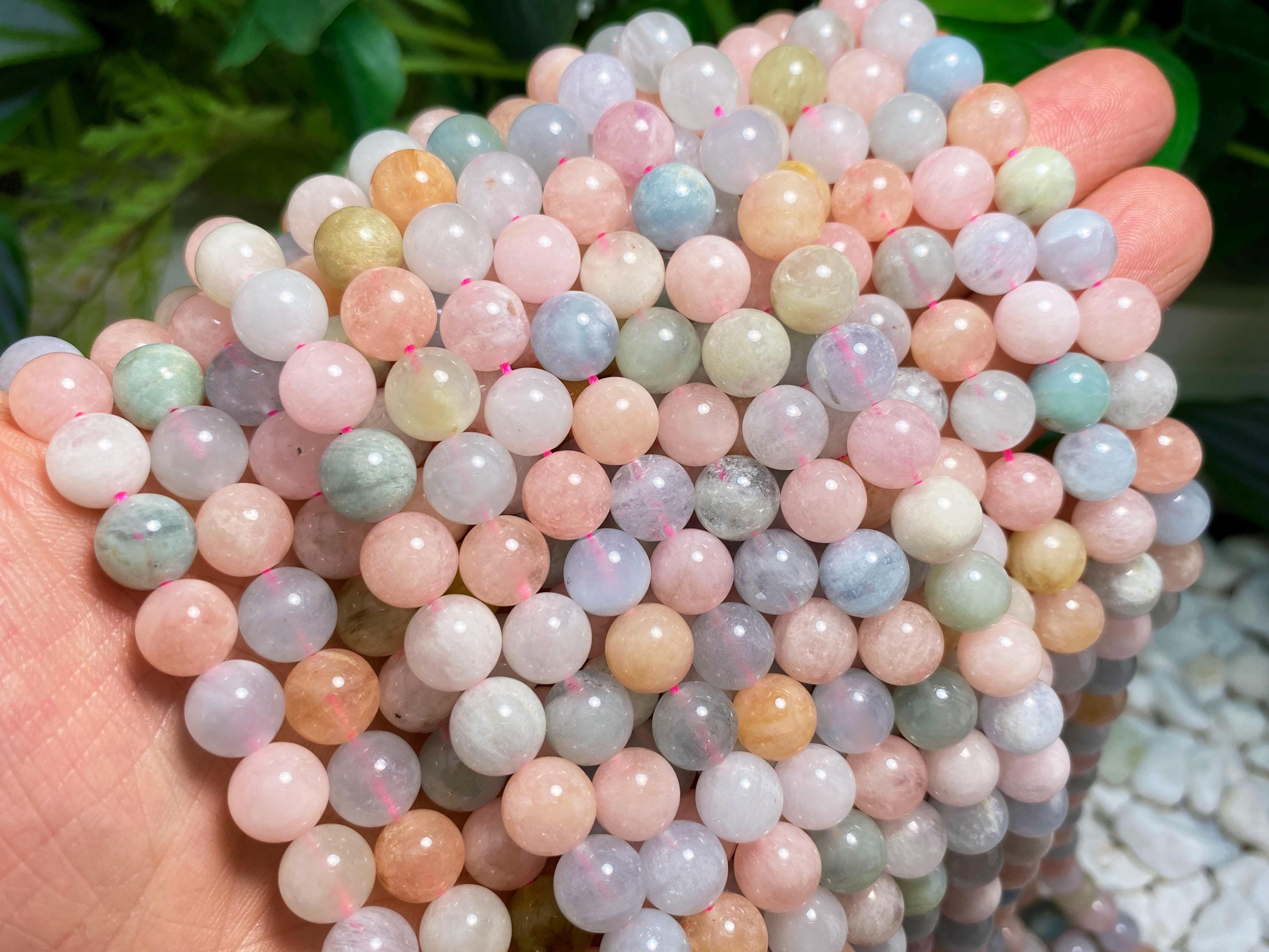 Natural Morganite Smooth Round Beads Loose Gemstone Crystal For Jewelry Making 4mm 6mm 8mm 10mm 12mm Semi Precious Stone Beads.