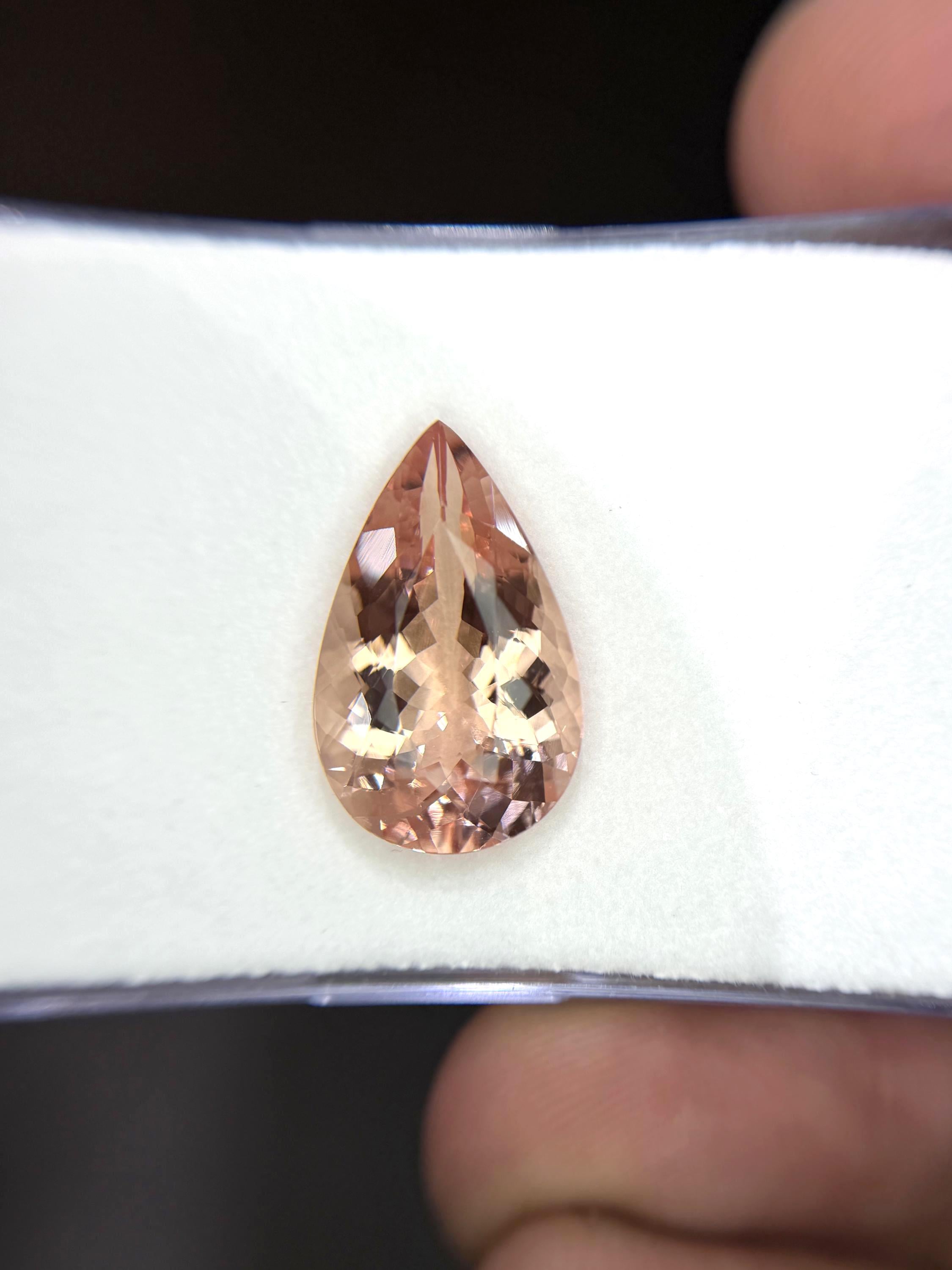10.35 Ct, Natural Peach Morganite Cut, Aaa Quality Morganite Loose Gemstone, 19.50x12.10x8.50 Mm