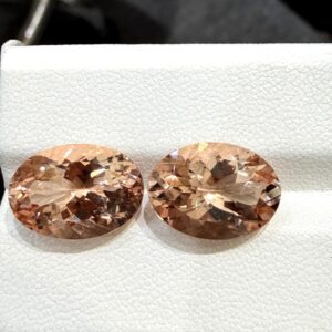 11.45 Ct, Natural Peach Morganite Cut Pair, AAA Quality Morganite Loose Gemstone, 14X10 MM