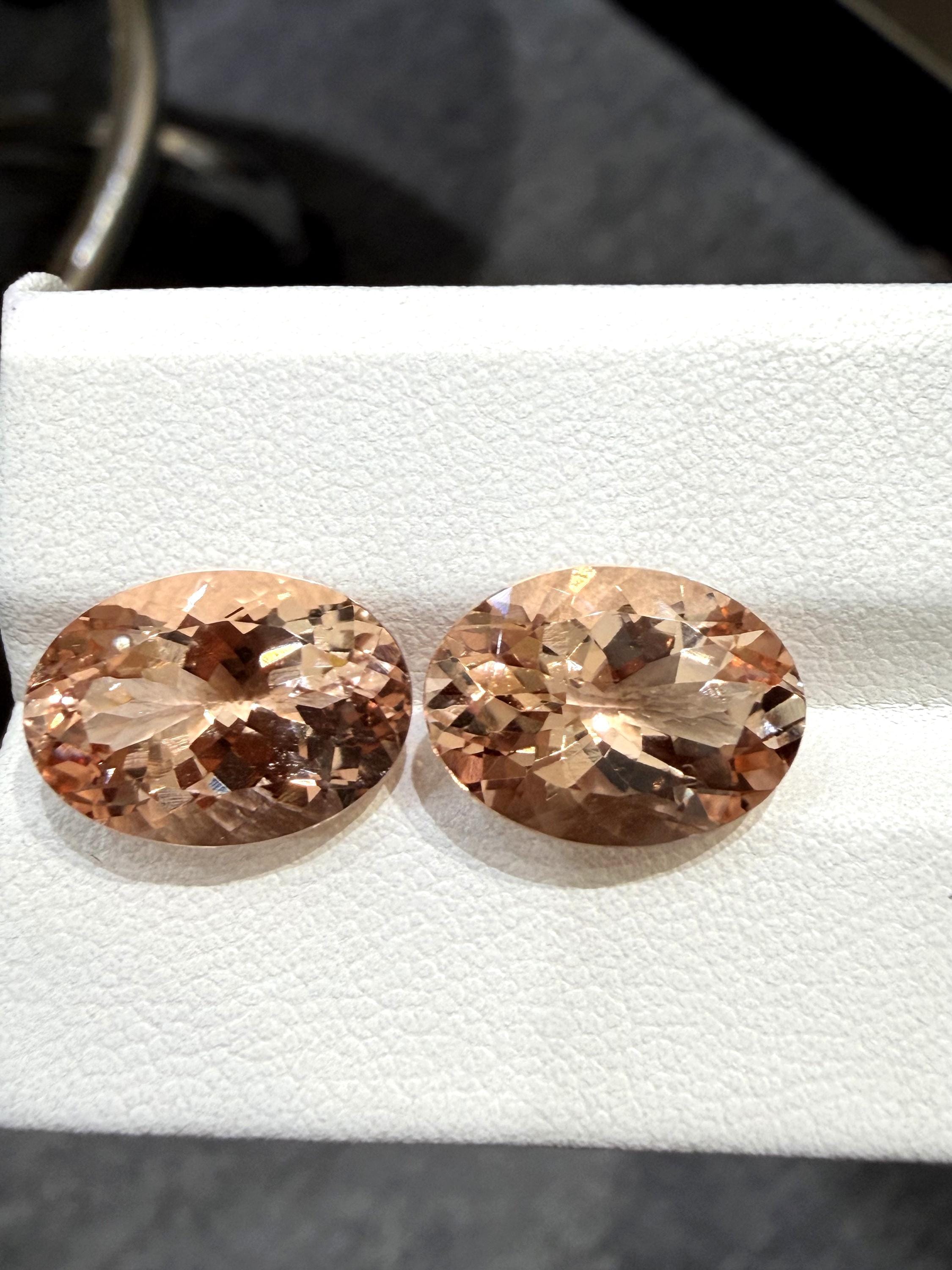 11.45 Ct, Natural Peach Morganite Cut Pair, Aaa Quality Morganite Loose Gemstone, 14x10 Mm