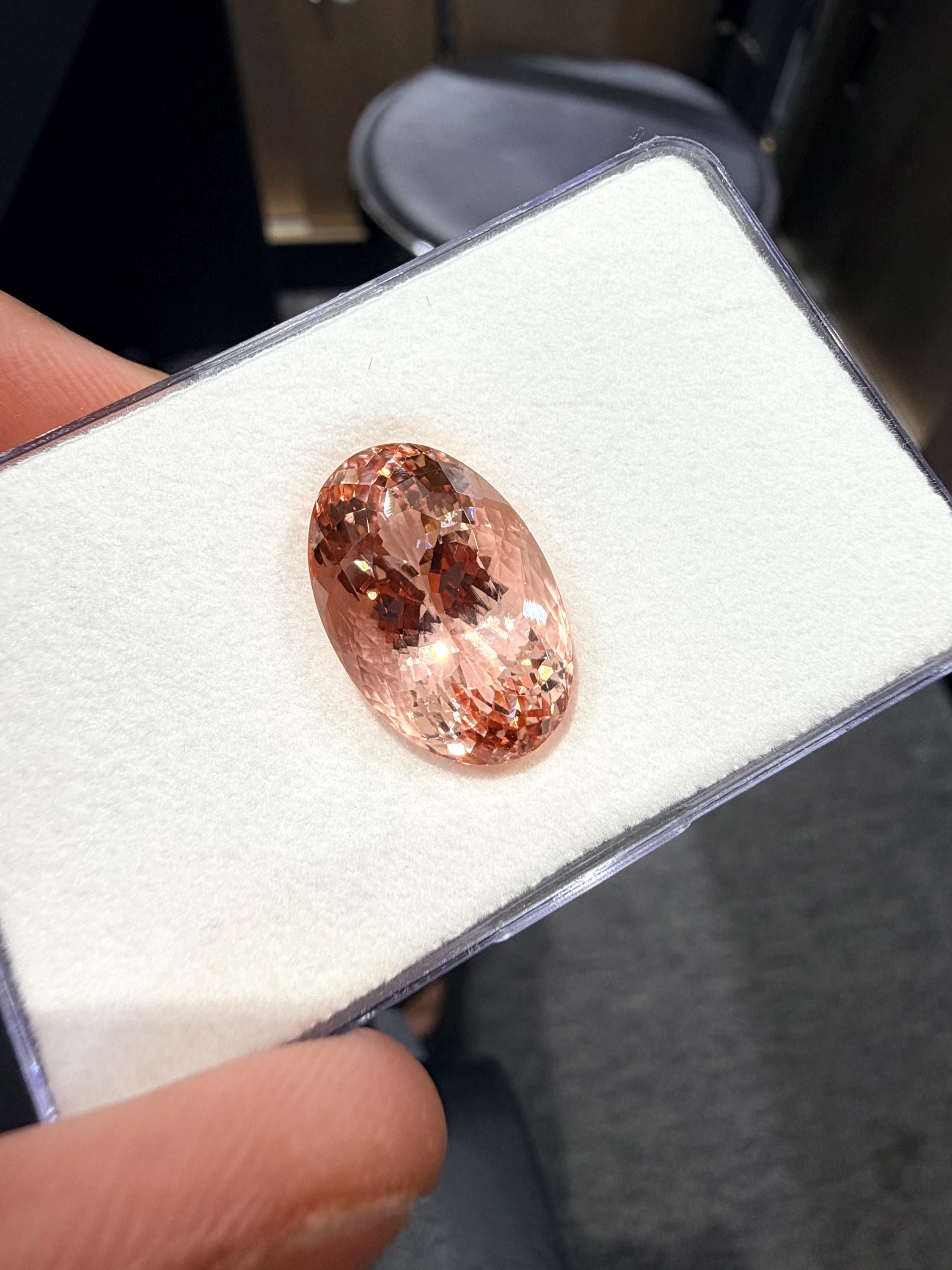 14.80 Carat, Natural Pinkish Peach Morganite Cut, Loose Gemstone, Genuine Morganite For Jewelry, 18x12x10.40mm